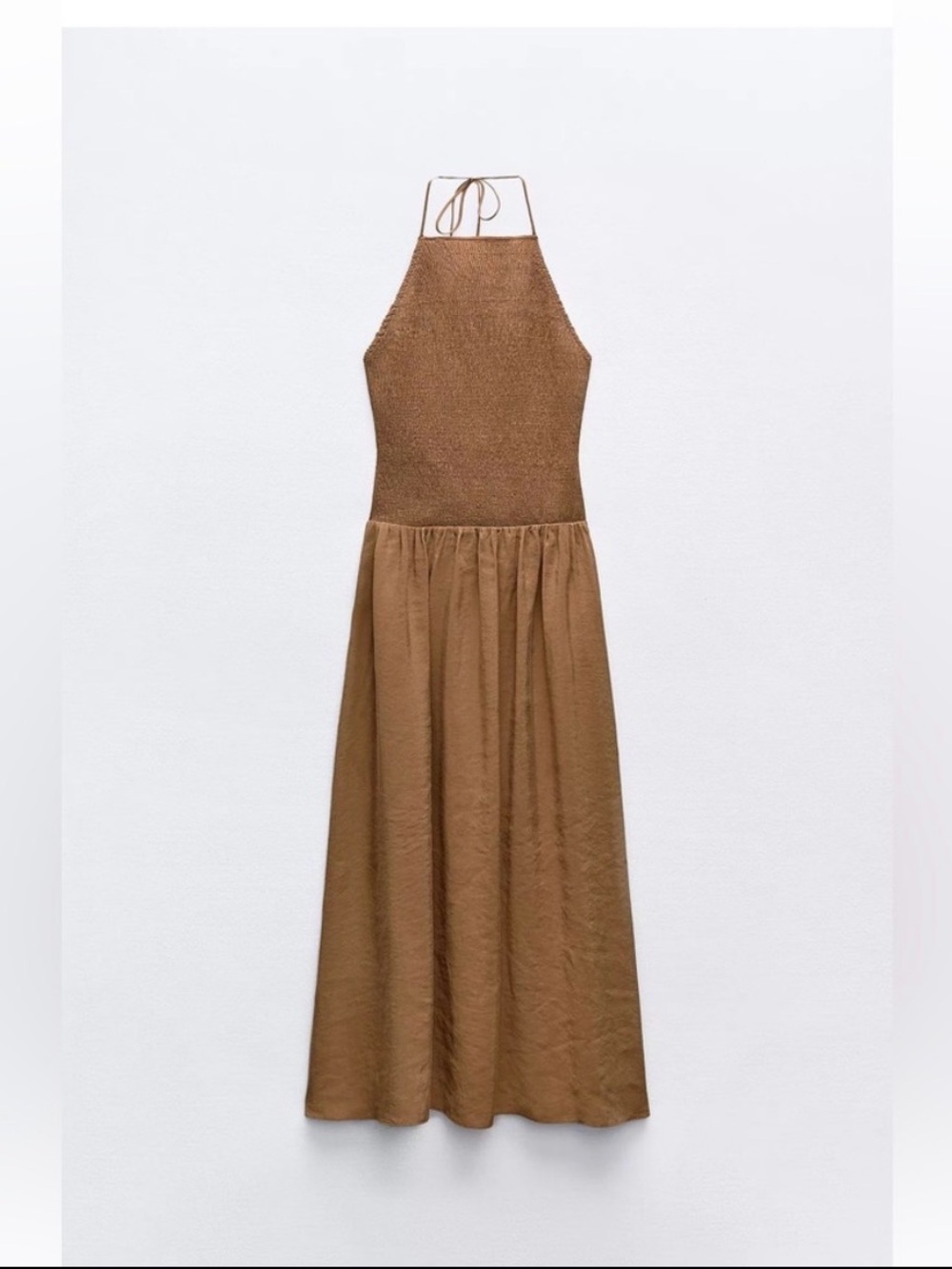 Zara Brown Halter Maxi Dress XS - Picture 3 of 4